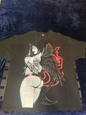 Black Graphic Devil Wing Short Sleeve Tee